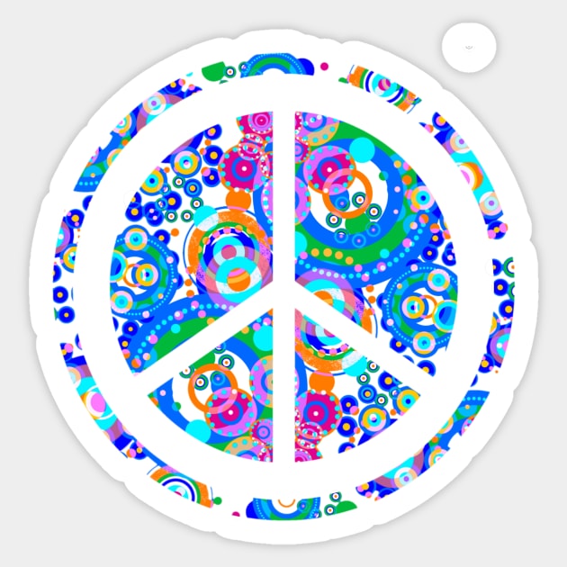 Psychedelic Trippy Peace Symbol Artistic Design Sticker by AlondraHanley